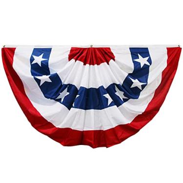 Imagem de Bandeira americana dos EUA Fan Bunting 1,5 x 3 pés ao ar livre bandeira dos EUA decoração bandeira bandeira bandeira americana bandeira bandeira bandeira americana varanda abunting bandeira americana swag bunting