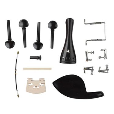 Imagem de Kit de Acessórios de Violino 15 Peças, Acessório de Violino Arremate para Descanso de Queixo Cravelha de Afinação Fino Afinador Conjunto de Corda de Cauda Kit de Efeitos