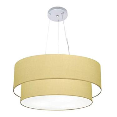 Imagem de Lustre Pendente Duplo Cilíndrico Cúpula Tecido 25/80x60, Vivare Iluminação, Pendente4073 LALA, Algodão Cru, Gigante