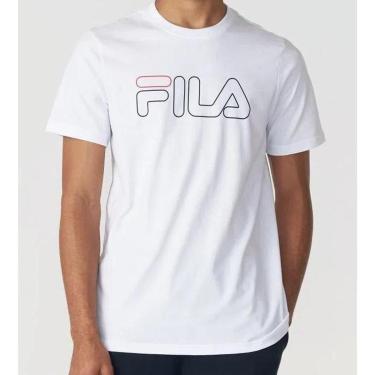 Imagem de Camiseta Fila Letter Outline Masculina - Branco/Marinho-Masculino
