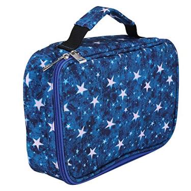 Imagem de Grande Capacidade, Estojo Multifuncional de 72 Furos para Lápis de Cor, Canetas de Gel - Bolsa Com Zíper para Estudantes, Artistas - Portátil, Organizado (estrela azul de cinco