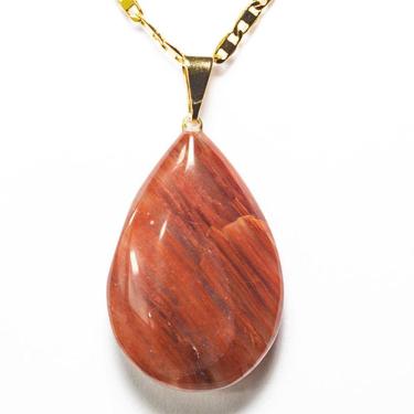 Imagem de Colar Gota Aragonita Vermelho Pedra Natural Montagem Dourado