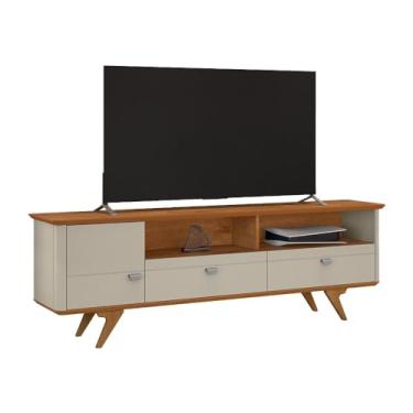 Imagem de Rack Atenas para Tv até 70 Polegadas Pés em Madeira Maciça Off White/naturale