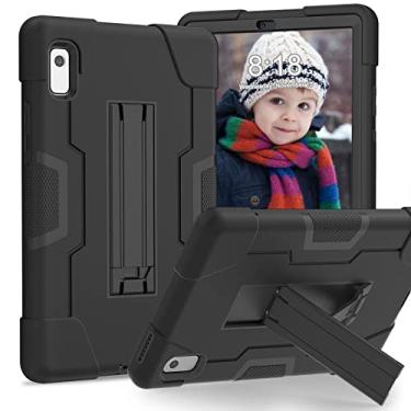 Imagem de Juaupepo Capa robusta para Lenovo Tab M9 [9 polegadas] 2023 (TB-310FU), capa protetora híbrida robusta à prova de choque com suporte infantil (preto)
