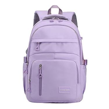 Imagem de Versão coreana da mochila escolar de pano de nylon para meninas simples grande capacidade mochila para escola primária mochila para avião, Roxa, One Size