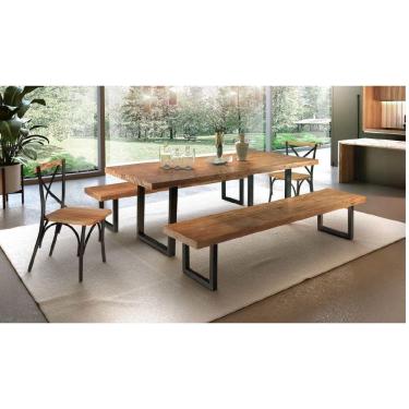 Imagem de Conjunto de Mesa com 2 Bancos e 2 Cadeiras para Área Externa 2,0x0,90m - Rafaele - Metal Art