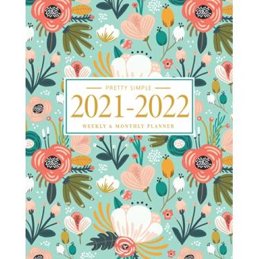 Imagem de Planejador e organizador semanal e mensal Pretty Simple Planners: Calendário + Agenda | Citações inspiradoras | Capa floral de menta (2020-2021 Planejador Acadêmico)