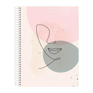 Imagem de Caderno Universitário Capa Dura Face Linear Rosa 10 Matérias