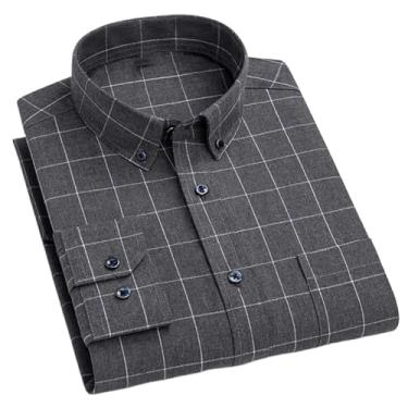 Imagem de Camisas casuais de flanela xadrez para homens outono inverno manga longa clássica xadrez camisa social roupas masculinas, Sm-11, M