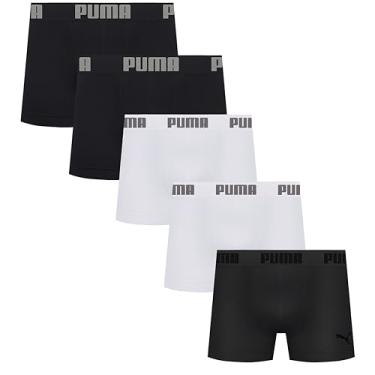 Imagem de PUMA Kit 5 Cuecas Boxer Puma Sem Costura Confortável Esporte Masculino, 2 Branco - 2 Preto - 1 Chumbo, M