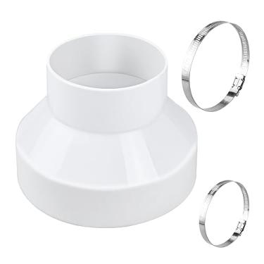 Imagem de Redutor de dutos redutor de dutos de PVC adaptador de duto de 15 a 10 cm redutor de PVC aumentador/redutor de dutos para barraca de cultivo sistema de ventilação HVAC com braçadeiras de mangueira de 2 peças (15,2 cm a 10,6 cm)