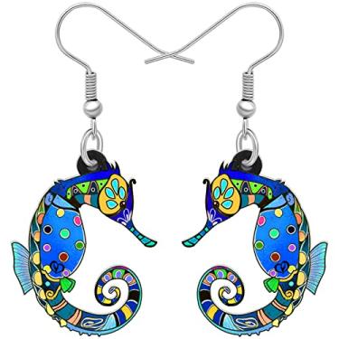 Imagem de DALANE Brincos de acrílico anime hipocampo cavalo marinho animais do oceano pingente joias para mulheres meninas crianças pingentes presentes, Medium, Acrílico, Sem pedra preciosa