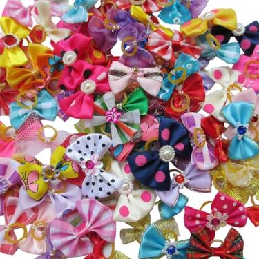Imagem de (Mix) - Chenkou Craft New Dog Hair Bow With Pet Grooming Products Mix Colours Varies Patterns Pet Hair Bows Dog Accessories
