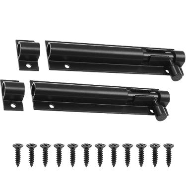 Imagem de Piutouyar 2 peças de trava de parafuso de barril de 10 cm, trava de porta deslizante resistente de liga de alumínio mini trava deslizante pequena fechadura de porta para portão de segurança trava de