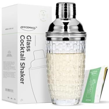 Imagem de Kit de Coqueteleira de Vidro, JOYCEMALL 368 g Martini Mocktail Conjunto de Fabrico com Tampa de Aço Metálico à Prova de Vazamento e Coador para Uso Doméstico e Carrinho de Bar Prata
