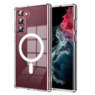 Imagem de YSLBWLE Capa transparente para Galaxy S23, [compatível com magnético], [proteção contra quedas de grau militar de 3 metros] [antiamarelamento] capa protetora de luxo de TPU macio fino para Galaxy