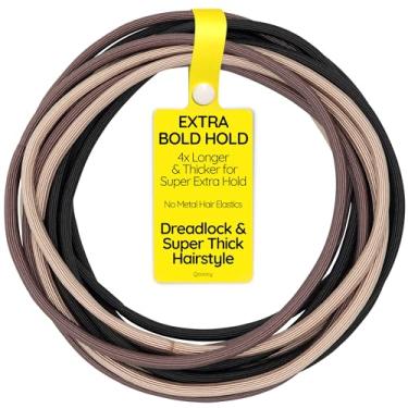 Imagem de Qooocy Pacote com 12 laços de cabelo extralongos - Ideal para dreadlocks, cabelos cacheados e extragrossos - duráveis, grandes e suaves suportes de rabo de cavalo, Camelback