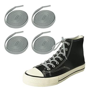 Imagem de JZXFYSJYW 2 pares de cadarços elásticos para tênis, sem amarrar, cordas elásticas para Converse de cano alto, renda, adultos, crianças, Cinza, 43 inch