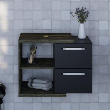 Imagem de Armário Gabinete Nexus 65cm Contemporâneo Carvalho Dark/Preto Ônix