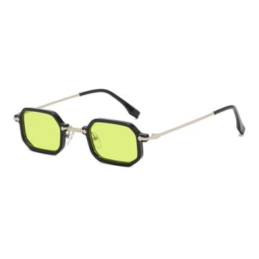 Imagem de Ã“culos de sol retrô polígono para mulheres, homens, pernas de metal de luxo, óculos de sol ao ar livre, feminino, guarda-sol , espelho uv400, c4blackgreen