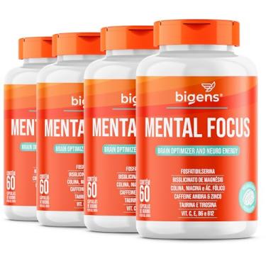 Imagem de Mental Focus, Fosfatidilserina, Tirosina, Taurina, Caféina, Magnésio Glicina, Colina e vitaminas, Bigens, 60cps (Kit 4)