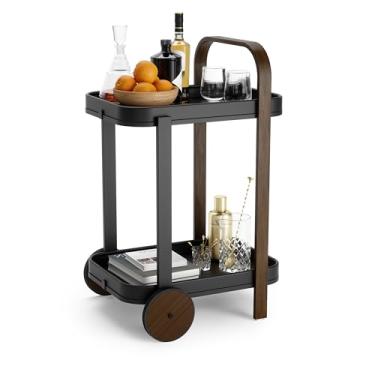Imagem de Umbra Carrinho de bar Bellwood, carrinho de servir, mesa lateral, nogueira/preto