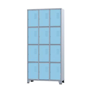 Imagem de Armário Roupeiro De Aço Para Vestiário 12 Portas Locker Azul Claro com Chave