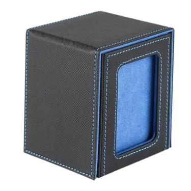 Imagem de Esquirla a caixa de baralho para cartões colecionáveis comporta mais de 100 cartões, com janela de exibição, porta-cartões de fechamento para cartões, Azul