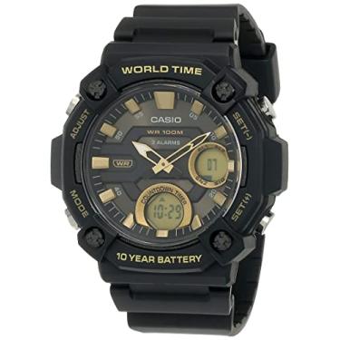 Imagem de Casio Relógio digital de aço inoxidável 22, Dourado, 53 mm, correia