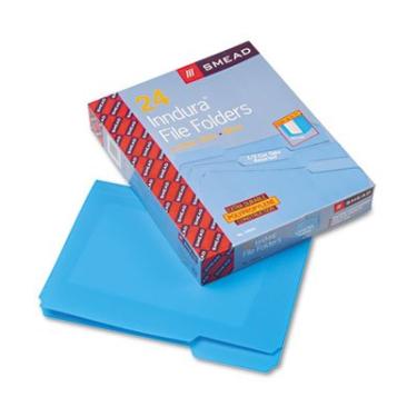 Imagem de Pastas de arquivo de poliéster à prova d'água, aba superior com corte de 1/3, carta, azul, 24/caixa