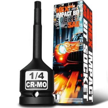 Imagem de Aiourx Soquete SAE de broca hexagonal de 1/5.1 cm, soquete Allen Bit, aço Cr-Mo Premium, para remover parafusos hexagonais soltos