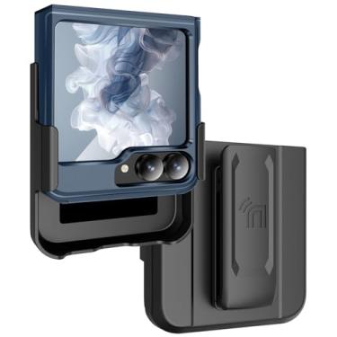 Imagem de Combo de capa e clipe de cinto Rizz para celular Samsung Galaxy Z Flip 6, capa híbrida robusta Nakedcellphone [com proteção de painel de dobradiça oculta] e suporte giratório para coldre Z Flip6 -