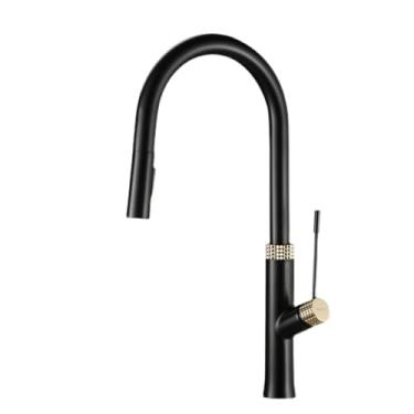 Imagem de Torneira de banheiro de latão, leve, luxuosa, design simples, alça única, fria e quente, controle duplo, torneira de pia de duas funções, preto fosco