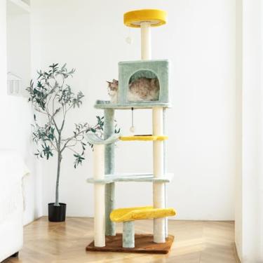 Imagem de HYABi Girassol árvore de gato torre condomínio móveis apartamento pelúcia habitat gatinho plataforma de diversão com arranhão bola de brinquedo casa animal de estimação brincar