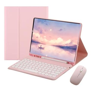 Imagem de Capa Tablet Com Magnética e Removível Teclado e Mouse Bluetooth， Capa Para iPad Pro 12.9 Polegadas (Rosa)