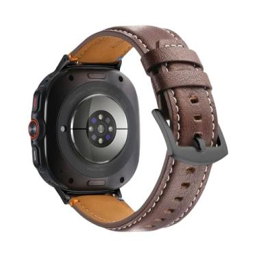 Imagem de Miimall Compatível com Samsung Galaxy Watch Ultra, pulseira de couro genuíno esportivo Galaxy Watch ultra para Galaxy Watch 7 Ultra, pulseira de 47 mm, masculina e feminina, One Size, Couro