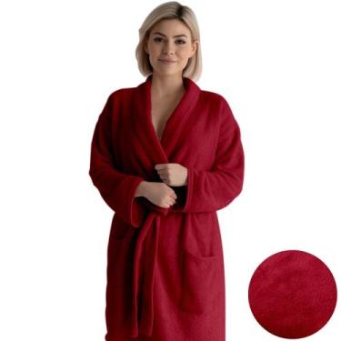Imagem de Roupão Adulto GG com Bolso Manta Flannel - MORADA DOS ENXOVAIS, Vermel