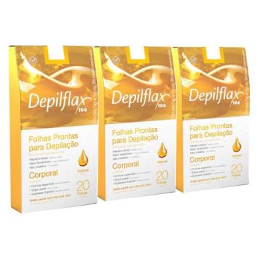 Imagem de Kit 3cx folhas prontas para depilação corporal natural depilflax