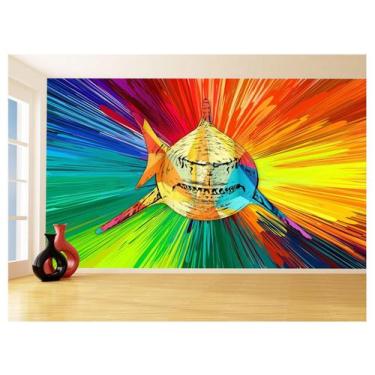 Imagem de Papel De Parede Animais Pop Art Tubarão Cores 3,5M Pxa546 - Você Decor