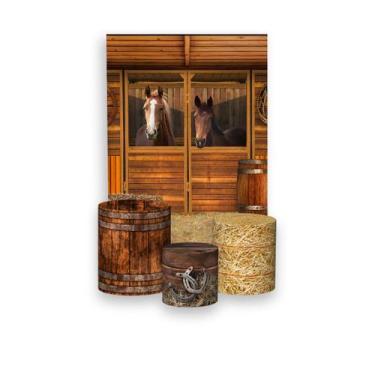 Imagem de Painel De Festa Vertical 1,50 x 2,20 + Trio De Capas Cilindro - Cavalo