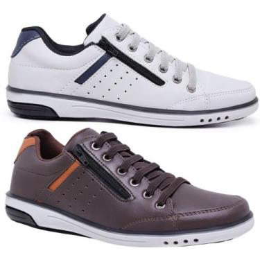 Imagem de Kit 2 Pares Sapatênis Masculino Casual Fechamento Elastico e Ziper - S