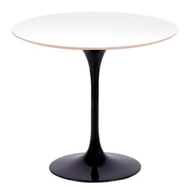 Imagem de Mesa Saarinen Redonda Fórmica Branca 107cm - Base Preta - mgsaarinen