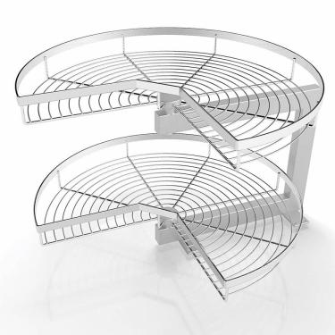 Imagem de Cesto Giratório Duplo Redondo 70cm Aço Cromado Mantimentos P