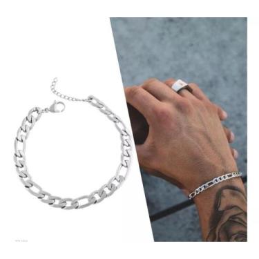 Imagem de Pulseira Corrente Masculino/ Feminino Elos Grumet Grosso Aço Inox Dour