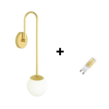 Imagem de Arandela Parede Jabuticaba Globo Quarto Dourado + Lâmpada G9 - Bella