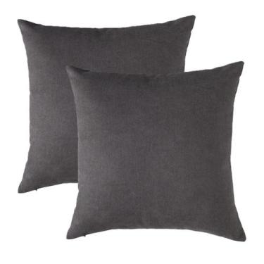 Imagem de Kit 02 Capas de Almofada Luna Malha Grossa Liso Jolitex, Marrom