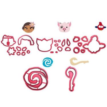 Imagem de Kit 5 Cortadores Moana Porco Galo Cajado Logo - DOCE IMPRESSO, 7cm