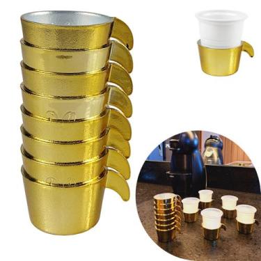 Imagem de Conjunto Copete 8 Porta Copos Descartavel Cantinho Cafe Plastico Doura