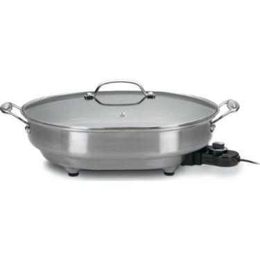 Imagem de Cuisinart CSK-150 Frigideira elétrica oval antiaderente de 1500 watts, inoxidável escovado
