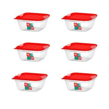 Imagem de Kit 6 potes com trava para mantimentos biscoito geladeira freezer micr